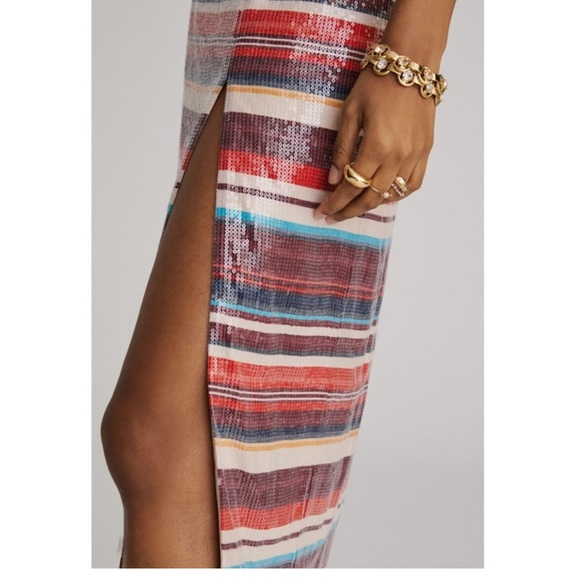 NWT Hutch Anthropologie Sequined Striped Bodycon Midi Dress - Picture 2 of 9
